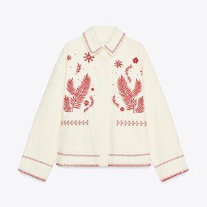 NWT Zara EMBROIDERED OVERSHIRT Size M